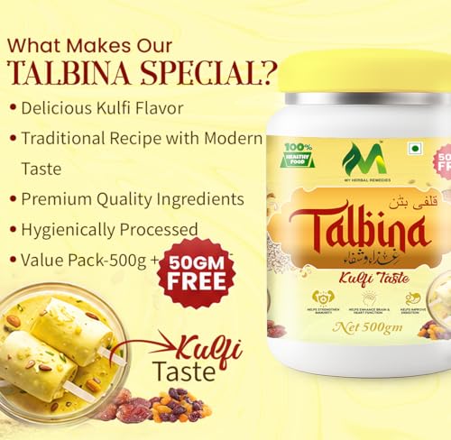 Image of Talbina Powder (Kulfi Flavor) | Sunnah Food | Barley Porridge Mix | High Fiber Protein Breakfast | Healthy Diet for Kids & Adults | Easy to Digest | 550g