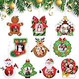 Chinco 40 Pcs Christmas Photo Frame Ornaments Christmas Tree Decoration DIY Gingerbread House Craft Kit Kids Xmas Photo Frame Classroom Activities Holiday Keepsake Party (Classic Style)