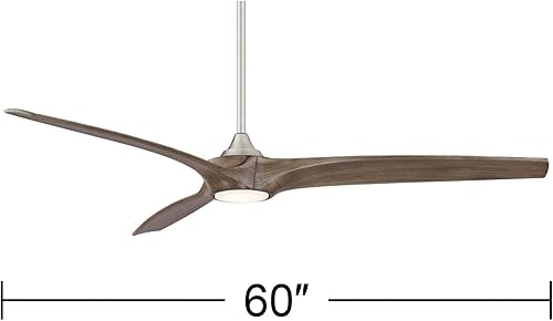 Miniatura 4 de Casa Vieja Padera - Ventilador de techo moderno rústico de 3 aspas para interiores y exteriores, con luz LED regulable, control remoto de níquel