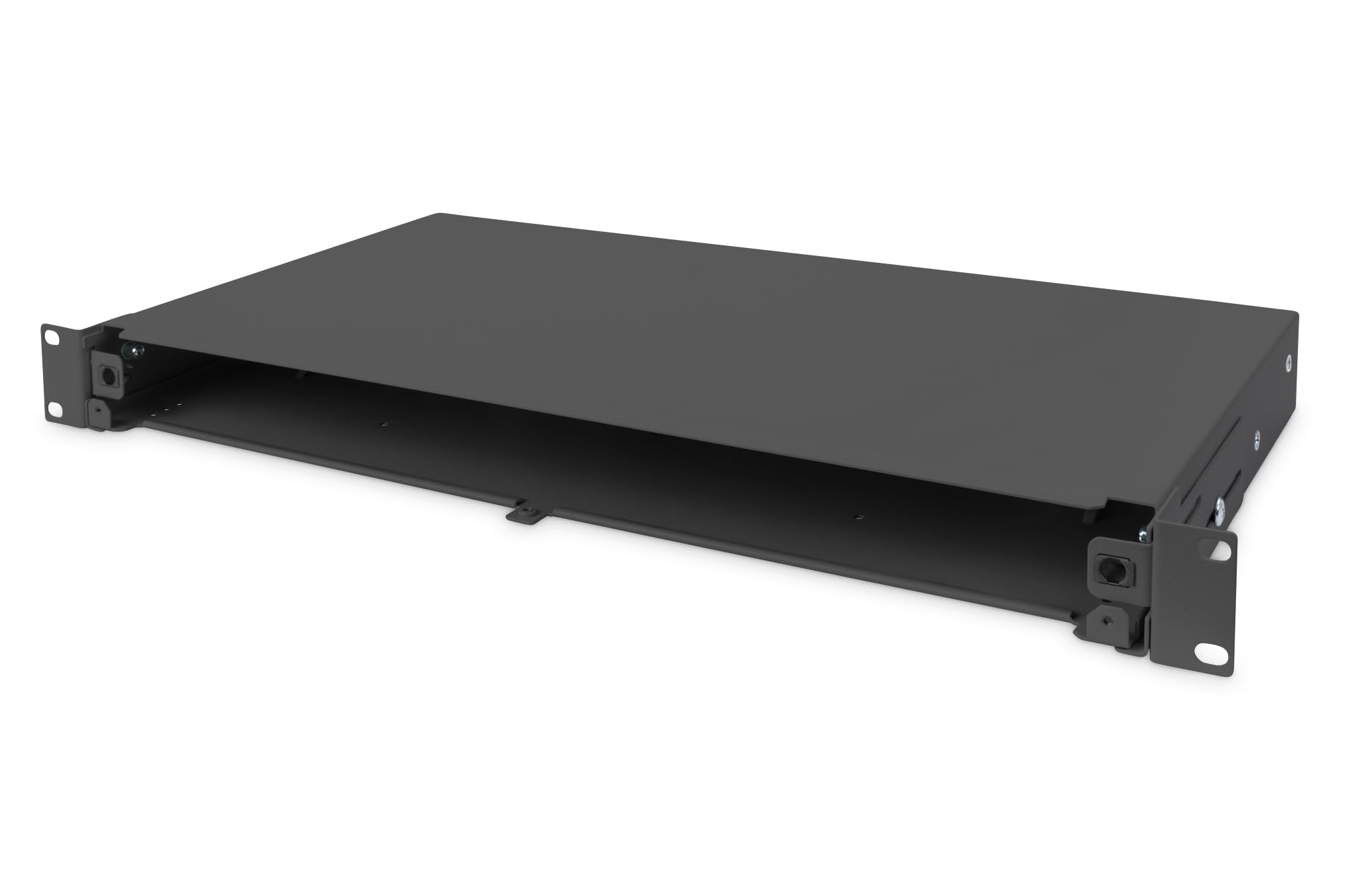 DIGITUS LWL Splice Box - Fibre Optic Patch Panel - 19 Inch 1U - Unequipped & Without Bezel - Black