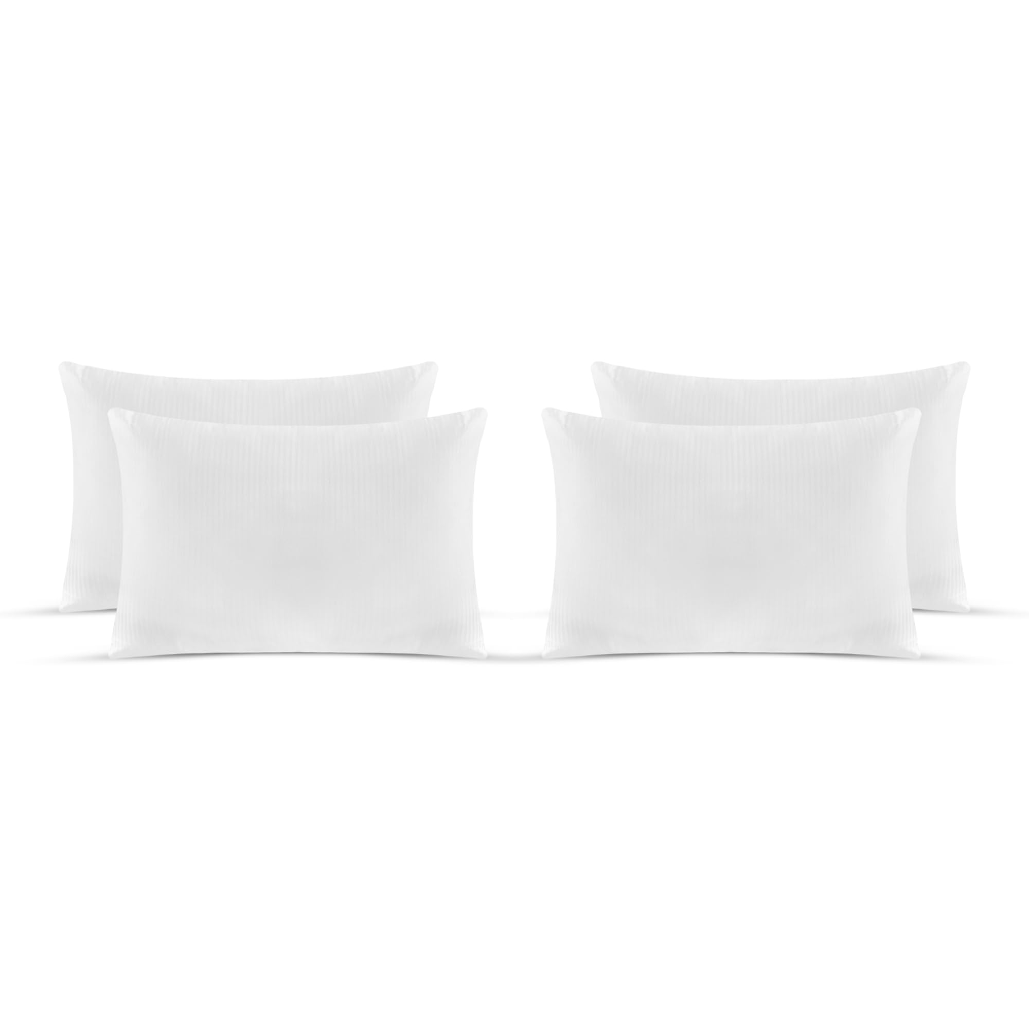 Sleepynights White Satin Stripe Hotel Quality Bounce Back 4 Pack Hypoallergenic & Anti Dust Mite Resistant Premium Filled Pillow For Side Sleepers