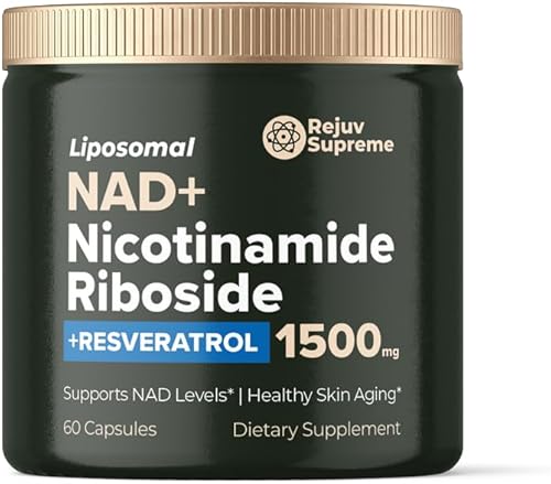 Suplemento NAD de 1500 mg, ribósido de nicotinamida liposomal, 300 mg de trans-resveratrol, NAD nicotinamida ribósido resveratrol alternativa NMNH,