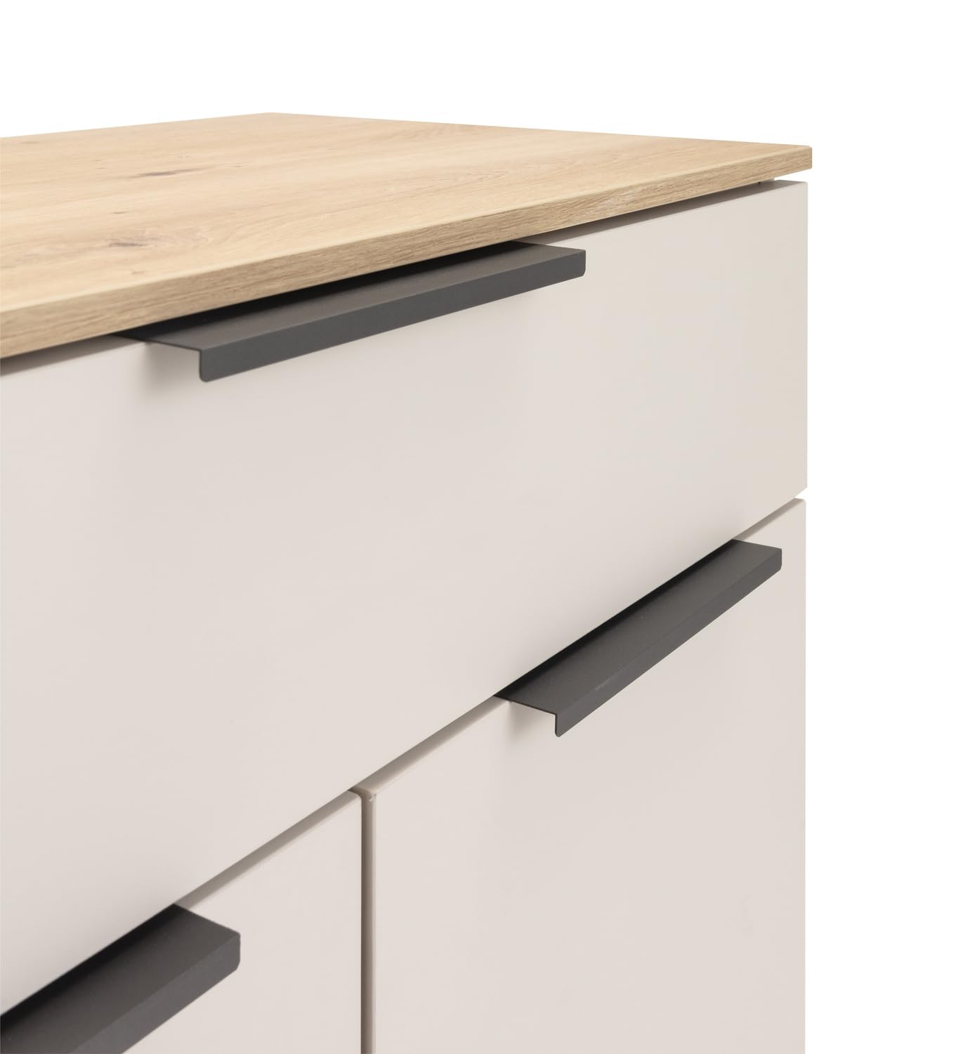 Composad | Base Multiuso della Linea PRONTOcon 1 Cassetto e 2 Ante, Mobile Contenitore per Ufficio e Home Office (LxAxP): 68,9x105,3x35,5 cm, Grigio Cashmere Topmatt e Rovere Mielato