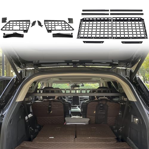 für Explorer 2020-2024 Gepäcknetz Stauraum Kofferraum Robustes Verstellbares Molle-Regal, Aluminiumlegierung (Fenster und Mitte)