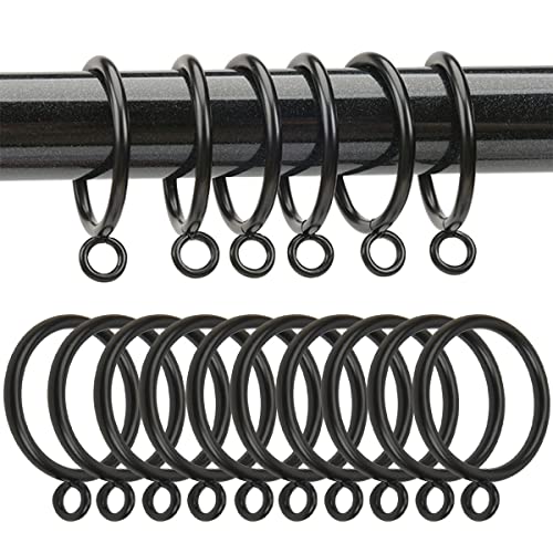 AYSUM 50 Pack 38mm Metal Curtain Rings, Drapery Pole Rod Hanging Rings for Drapery, Rods and Shower (Black)