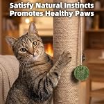 Fantasreen 27.5" Tall Cat Scratching Post with Toy Mouse & Wooden Track Ball (Green, Medium)