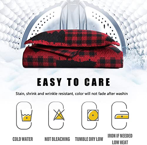 Ferdilan Lodge Bedspread King Size Quilt With 2 Shams. Moose Bear Buffalo Plaid Cabin 3-Piece Reversible All Season Quilt Set. Rustic Quilt Coverlet Bed Set #TOP5
