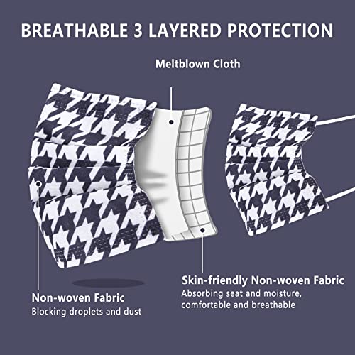 Image of Borje Disposable Face Masks Breathable Face Mask 3 Ply with Elastic Earloops Mouth Cover 50 Pcs