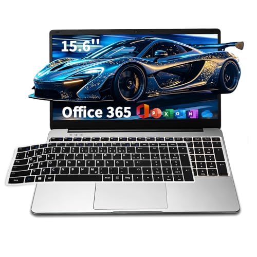 Laptop Windows 11 Mit Tastaturaufkleber Deutsch, Notebook 15.6 Zoll, 4 GB RAM, 128 GB SSD, 512 GB, Support Processor 5305U, 5000mAh Fur Studenten & Büroangestellte im Alltag (1 Jahr Office 365)