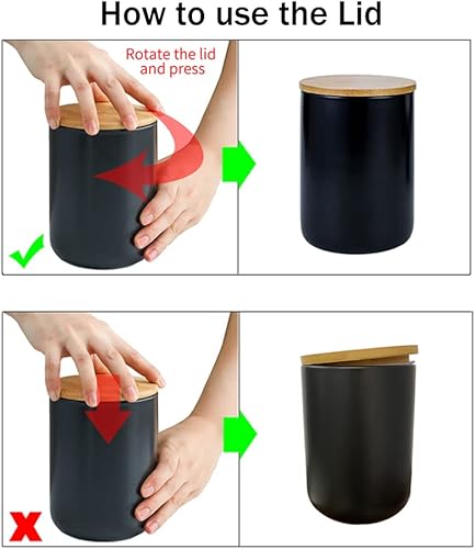 Miniatura 3 de YYW Ceramics - Tarro de almacenamiento de alimentos con tapa de bambú hermética, recipiente de cocina de estilo simple para almacenamiento de