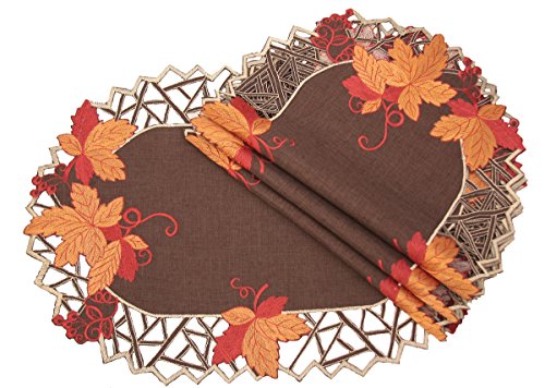 Xia Home Fashions Harvest Hues Embroidered Cutwork Fall Placemats, 13 By 19-Inch, Set Of 4 #TOP26