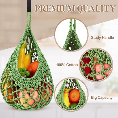 Image of Honeydak 3 Hanging Baskets, Spring Color, Crochet, Cotton Rope