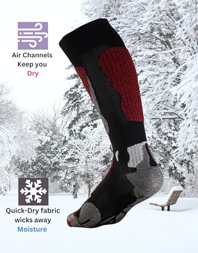 Aspen Ski Socks - Protective System, Intelligent Insulation, Reinforced Technology, Cushioned, Air Channels - Grey/Black2