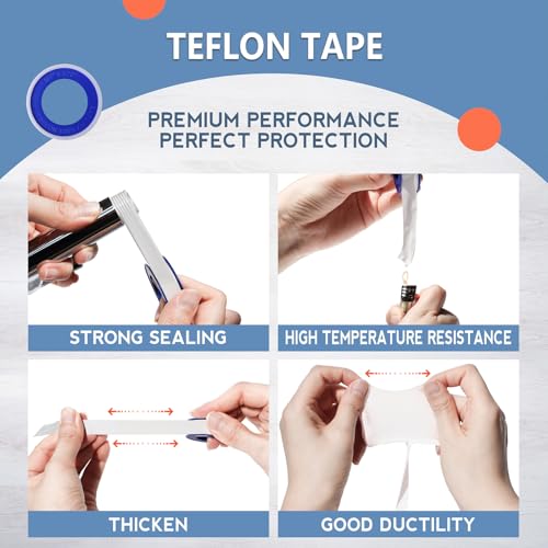 Teflon Tape,PTFE Plumbers Tape,for Sealing,Plumbing,Sealant,Thread Seal for Shower Head,Water Pipe,Prevent Leakage,(1 Roll,1/2 Inch X 520 Inches). - Image 5