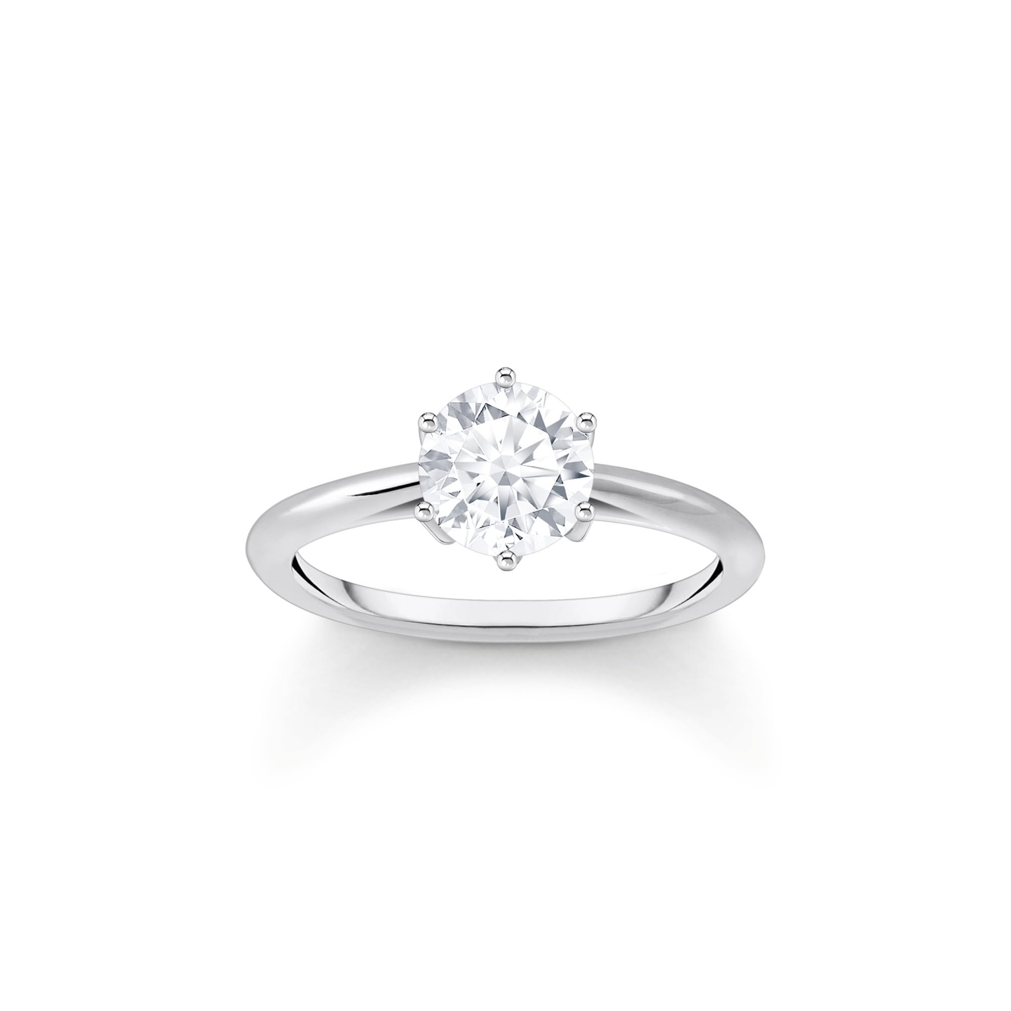 Thomas Sabo Sterling Silver Ring with White Zirconia in Brilliant Cut Recycled 925 Silver, Women, TR2474-051-14-56