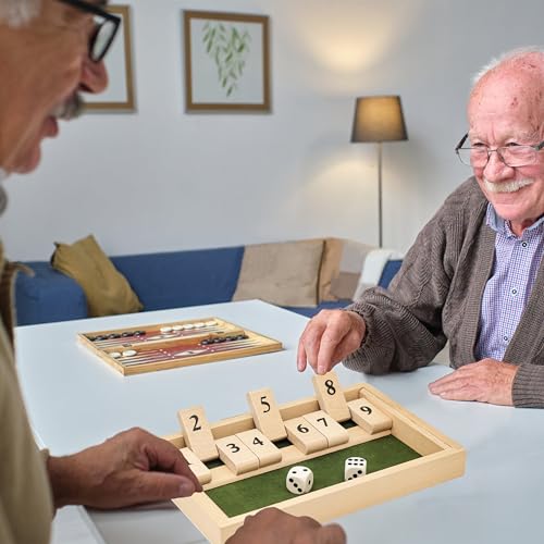 Image of Alzheimers Products for Elderly, 9 Numbers Memory Games for Dementia Patients Seniors, Wooden Shut The Box Dementia Products for Elderly, Fidget Sensory Busy Board Gadgets Gifts Activities
