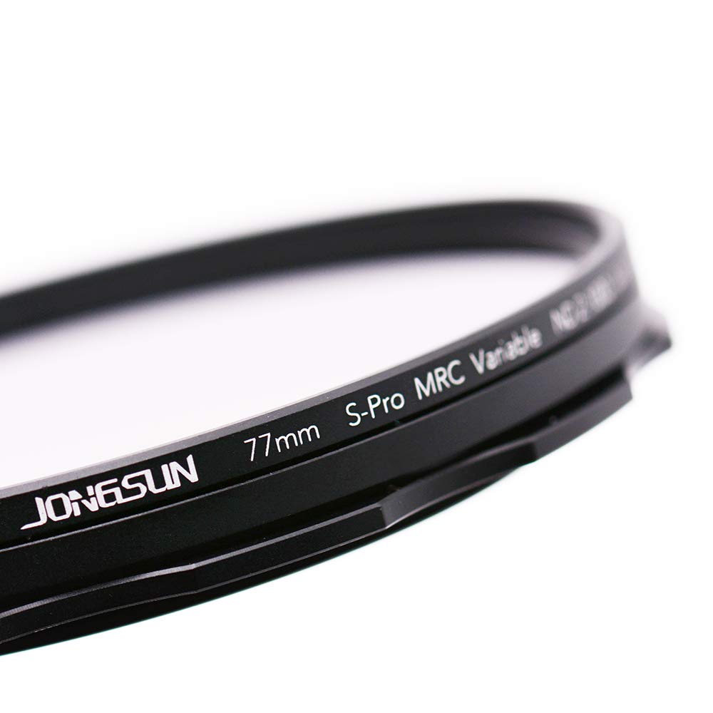 JONGSUN Filtr ND o zmiennej średnicy 77 mm, S-Pro MRC 16-warstwowe nanopowłoki, ponad 10-stopniowa regulacja ND2-ND1000, zestaw ściereczek do obiektywów, filtr neutralnej gęstości aparatu