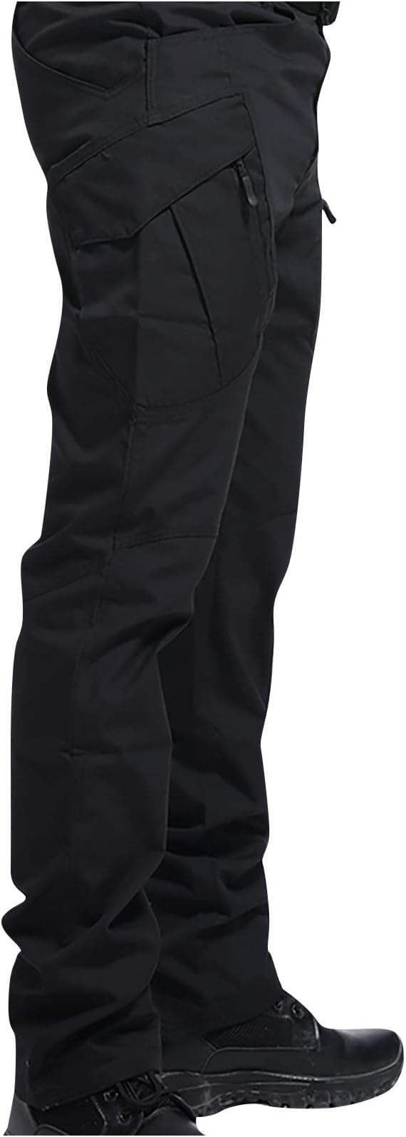 Men's Hiking Tactical Trousers Waterproof Joggers Water Resistant Work Trousers Lightweight Tracksuit Bottoms Baggy Running Outdoor Sweatpants Multi Pockets Combat Work Pants Black M