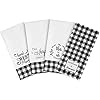 4 Pcs Kitchen Dish Towels Buffalo Check Plaid Farmhouse Hand Towel Ultra Absorbent Soft Quick Drying Dish Clothes Polyester Cleaning Cloth for Kitchen Home Supplies (Black White Plaid, Plaid Style)
