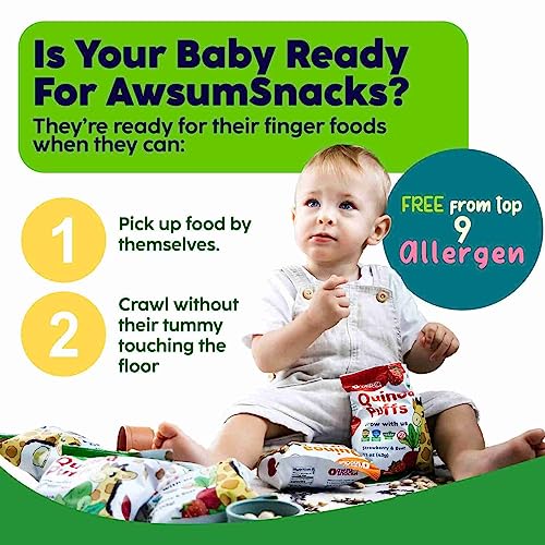 Awsum Organics Baby Snacks - Happy Healthy Baby Food - Snack for babies - Vegan Kosher Gluten Free - Natural Plant Based Protein Puffs - Non-Allergy - No Added Sugar - Variety Pack (4 0.75 Oz Bags) - Thumbnail 6