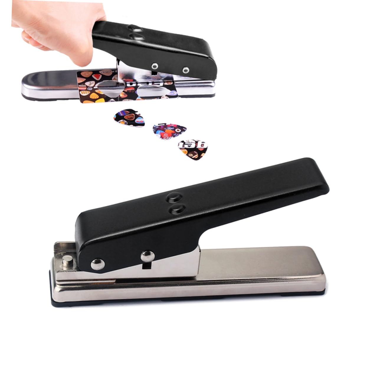 R26 Professional Guitar Picks Maker Cutter per Plettri Chitarra | Nero, Metallo e Plastica, Base in Plastica, per Carte Vecchie e Tessere Hotel