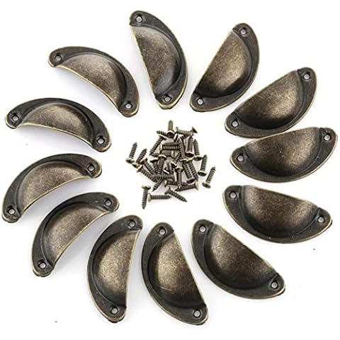 12 Vintage Shell Pull Handles with Screws Cover