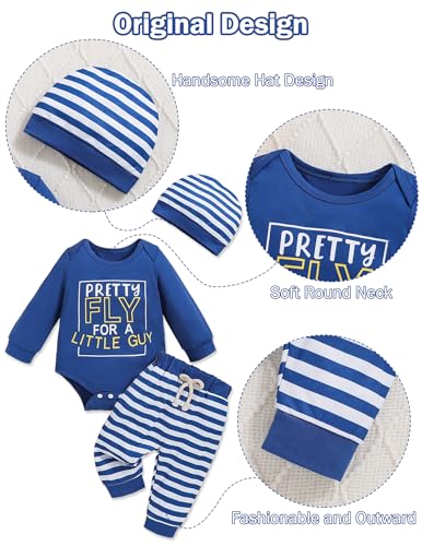 Newborn Baby Boy Clothes Boy Outfit Infant Romper Winter Fall Long Sleeves Pants Set Hat 3PC4