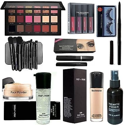 BUTCH Makeup kit set of-14 Foundation,Primer,Eyeliner, Mascara, Kajal, Loose Face Powder, Eyeshadow, Makeup Brush, Makeup Fixer, Eyelashes and Red Edition Lipstick-picture-18