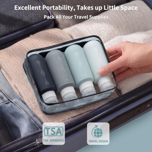 Image of Gemice Travel Bottles for Toiletries, Tsa Approved Travel 6oz Size Containers with Clear Bag, BPA Free Leak Proof Travel Tubs Refillable Liquid Travel Accessories for Cometic Shampoo Lotion