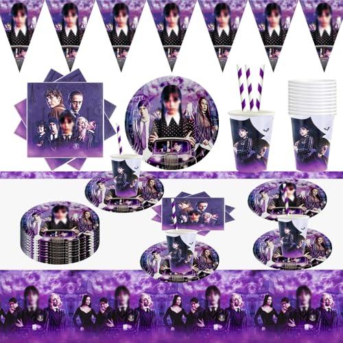 Ptydecta Fiesta de Cumpleaños Decoración de cumpleaños Plato Vasos Papel Pajitas Servilletas Cumpleaños Manteles Bandera triangular Adecuado para 10 personas Decoración reutilizable (G)