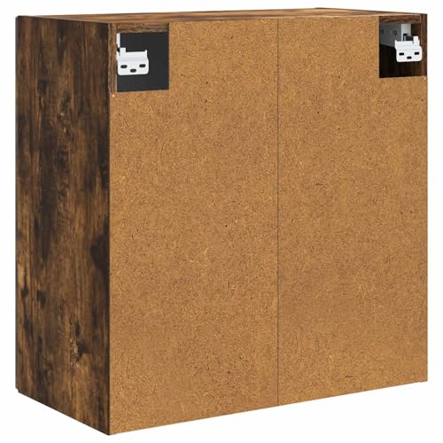 Armoire murale chêne fumé de rangement avec porte bois meuble suspendu