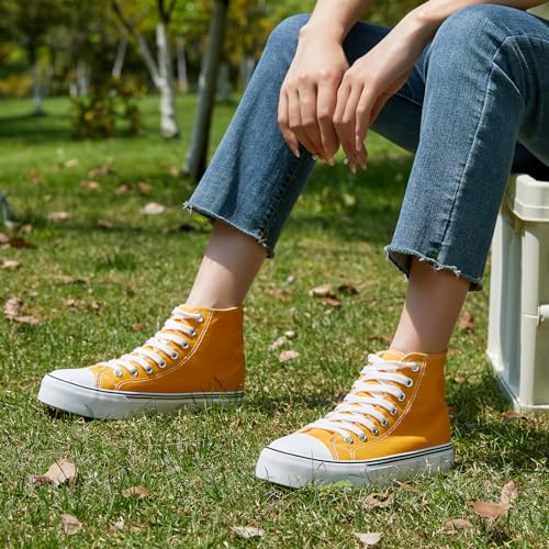 Image of ZGR Womens High Top Canvas Sneakers,Lace-up Canvas Shoes,Casual Tennis Walking Shoes