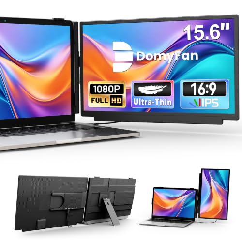 Image of domyfan Laptop Screen Extender 15.6 inch FHD 1080P IPS Portable Monitor, USB-C Plug and Play Dual Screen with 100% sRGB Color Accuracy, for Windows Mac Android Chrome Laptops 13 inch to 17 inch