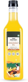 Two Brothers Organic Farms Groundnut Oil 1L | Cold Pressed Kacchi Ghani | Unrefined, Single-Filtered | Natural Shengdana Oil for Cooking & Frying | Rich Nutty Aroma | Mungfali Tel.