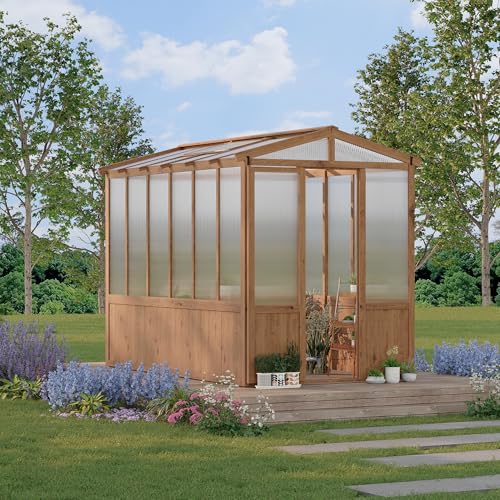 6x10FT Wooden Greenhouses for Outdoors,...