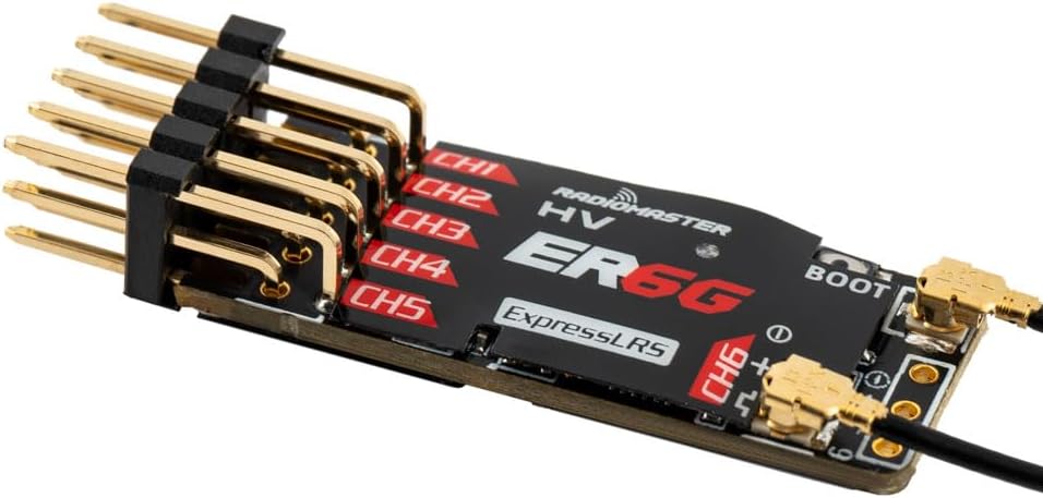 RadioMaster ER6G ER6GV Slim ExpressLRS CRSF PWM Dual Antenna RC Receiver for Fixed-Wing Aircraft Gliders (ER6G)