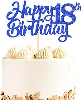 SYKYCTCY 1 Pack Happy 10th Birthday Cake Topper Glitter 10th Birthday Cake Pick 10 Fabulous Cake Decorations Cheers to 10 Years Old for 10th Birthday Theme Party Supplies Blue