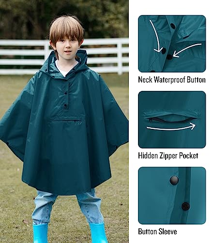 Image of SaphiRose Lightweight Kids Rain Poncho Jacket Waterproof Outwear Rain Coat