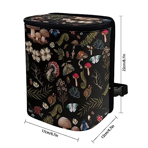 Image of Mushrooms Car Trash Bin Interior Accessories Portable Vehicle Garbage Cans Bag for Back Seat Washable Mini Car Trash Cans for Front Back Seat