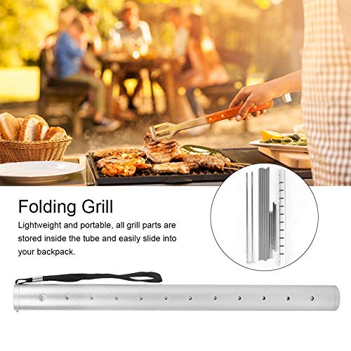 Tragbarer Holzkohlegrill, Edelstahl Kleiner Grill HolzkohlegrillBarbeque Grill Tragbarer Klappgrill für Outdoor Camping Kochen Picknicks