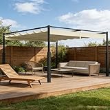 Peviasot 3x4m Pergola mit Magnetischem Pad, Gartenpavillon Metall Freistehender, Terrassendachung mit Verstellbares Dach, UV Schutz 30+, Stabil für Terrasse und Garten, Beige