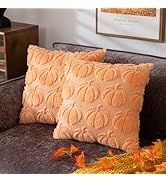 COSIBONO Pumpkin Fall Decorative Throw Pillow Covers 18"x18", Set of 2 Light Gold Soft Faux Fur P...