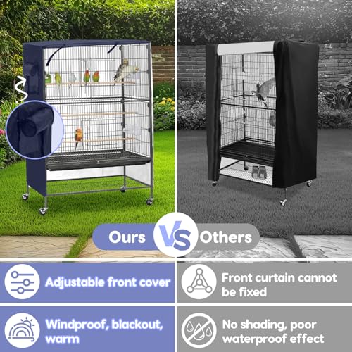 Image of Bird Cage Cover, Large Birds Cage Covers for Night, Birds Cover for Cage with Adjustable Front Curtain, Blackout & Breathable Birdcage Covers for Parrot, Small Animals(Not Include Bird Cage)