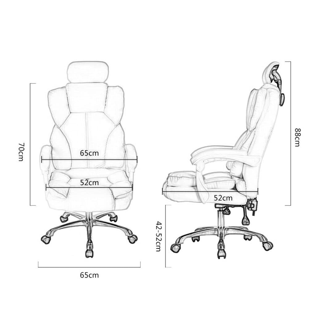 Ergonomiczne krzesło dla graczy z regulowanym oparciem, wygodne obrotowe krzesło biurowe na kółkach, stabilne krzesło komputerowe z podłokietnikami, do domu i biura (brązowy, 65 x 65 x 130 cm)