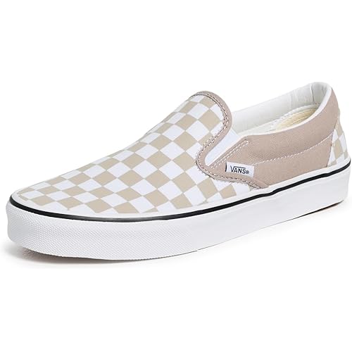 Vans Unisex Classic Slip On Sneakers, Checkerboard Mushroom, 7.5 US Women/6 US Men