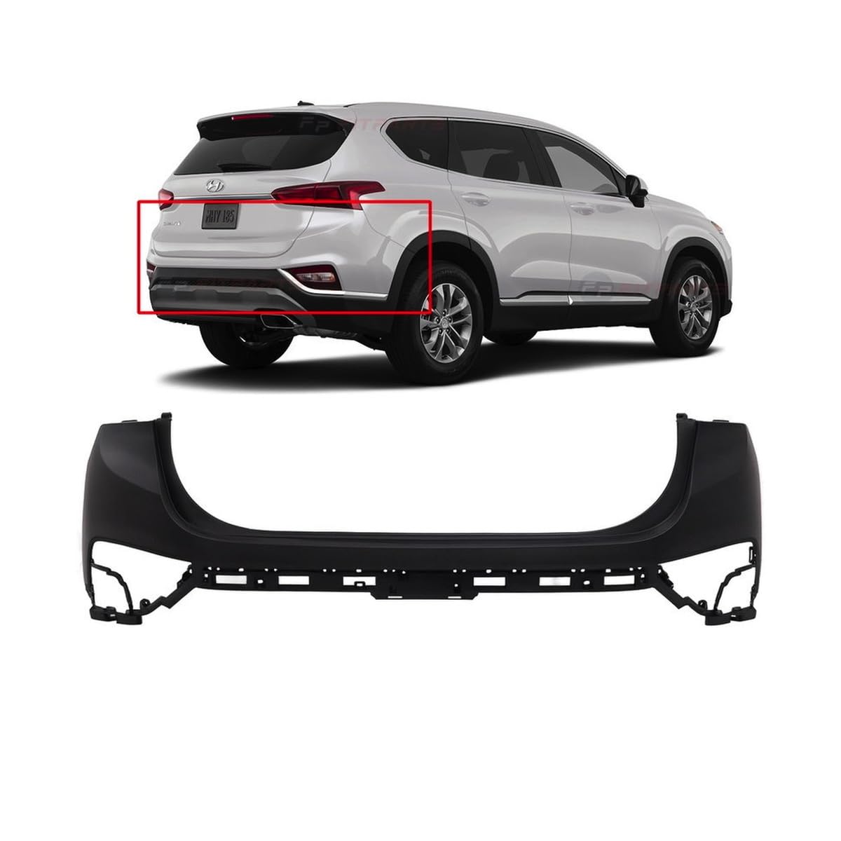 FitParts Compatible with Hyundai Santa Fe 2019–2020 Rear Bumper Cover