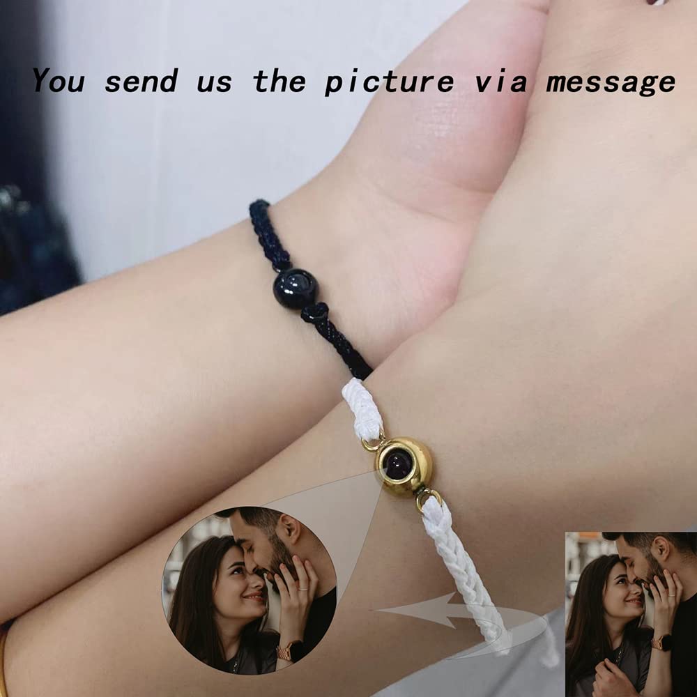 Bracciale Personalizzato Con Foto A Proiezione – Regolabile, Fatto A Mano, In Argento 925 – Regalo Di Compleanno E Nozze (Oro Rosa)