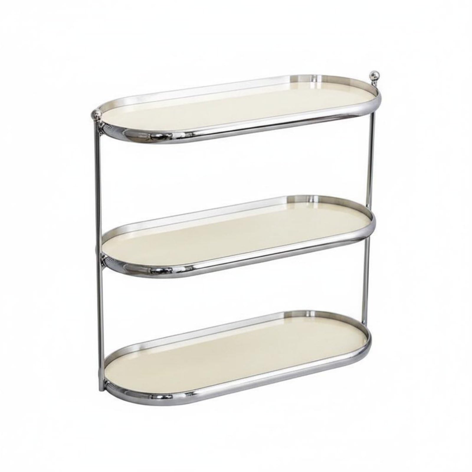 Double Layer Acrylic Vanity Shelf Space Saving Makeup Display Stand Easy to Clean 3 Tier Perfume Stand Multi-Purpose for Bathroom, Desktop, Silver Cream, 3-Tier-image-42