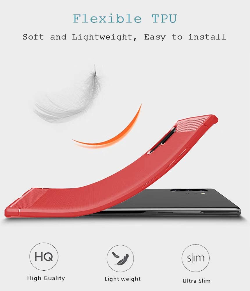 Galaxy Note 10 Plus Case with Screen Protector,Dahkoiz Shock Absorption Galaxy Note 10 Plus 5G Case Slim TPU Bumper Cover Lightweight Protective Phone Case for Samsung Galaxy Note10 Plus/5G/Pro,Red