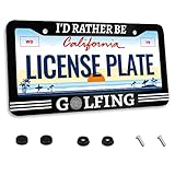 I'd Rather Be Golfing License Plate Frame Funny Golf License Plate Frames for Car...